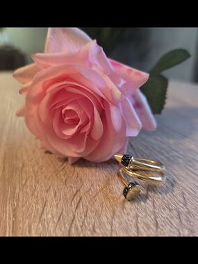 Rarities Carol Brodie Gold And Black Spinel Nail Wrap Ring-ADJUSTABLE